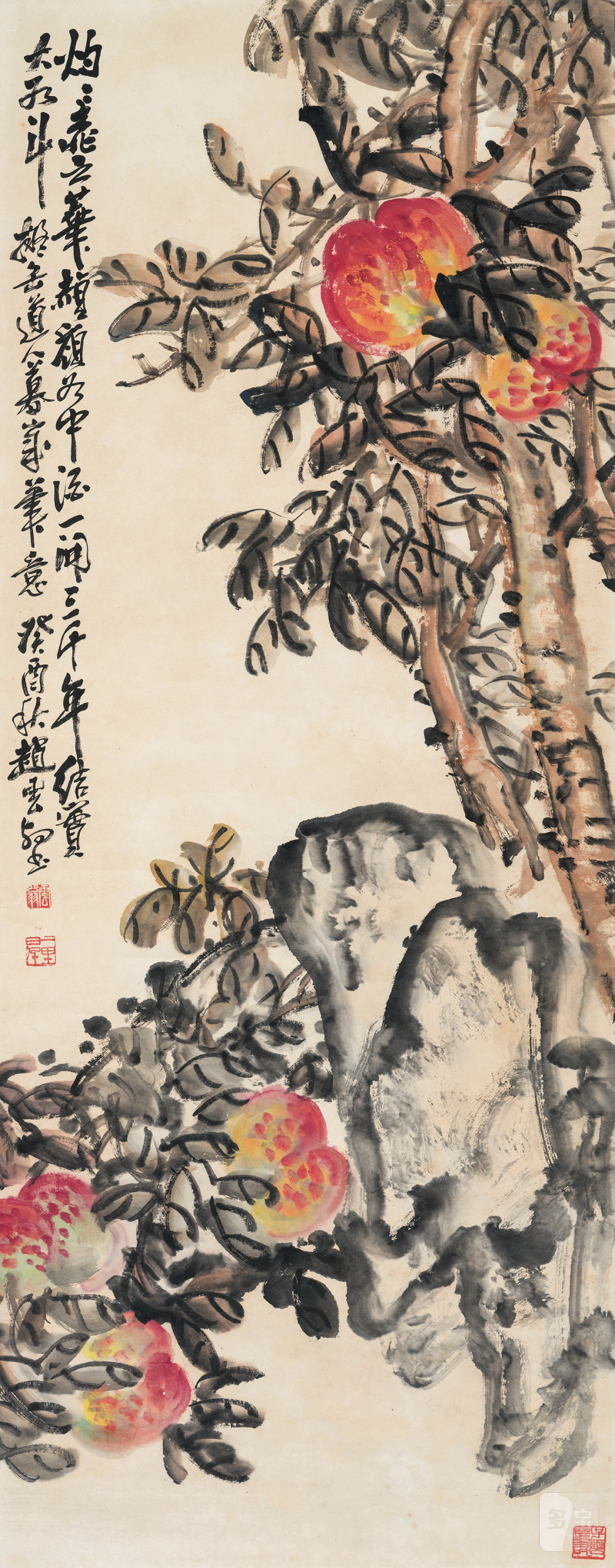 赵云壑 1874-1955 三千年结实之桃 - 图2